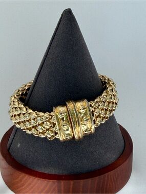 Gold-Tone Braided Chain Hinged Bracelet